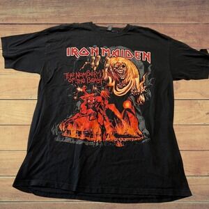 Iron Maiden The Number of the Beast Black Graphic T-Shirt Mens XL M&O Cotton